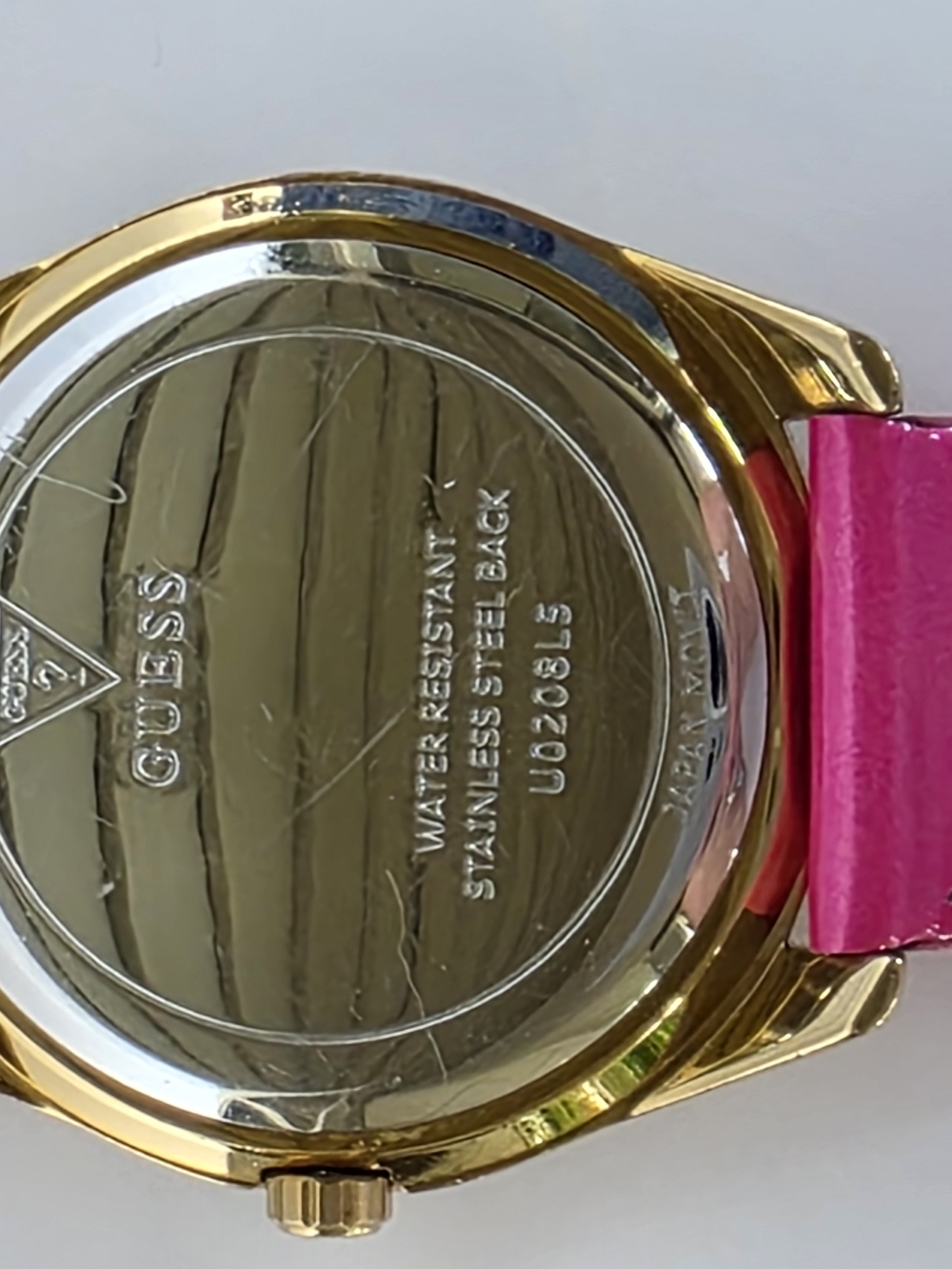 GUESS Gold-Tone Watch with Pink Dial and Pink Strap NEW BATTERY - Picture 14 of 17